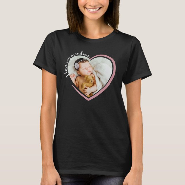 I Love My Grandma Heart Photo T-Shirt (Front)