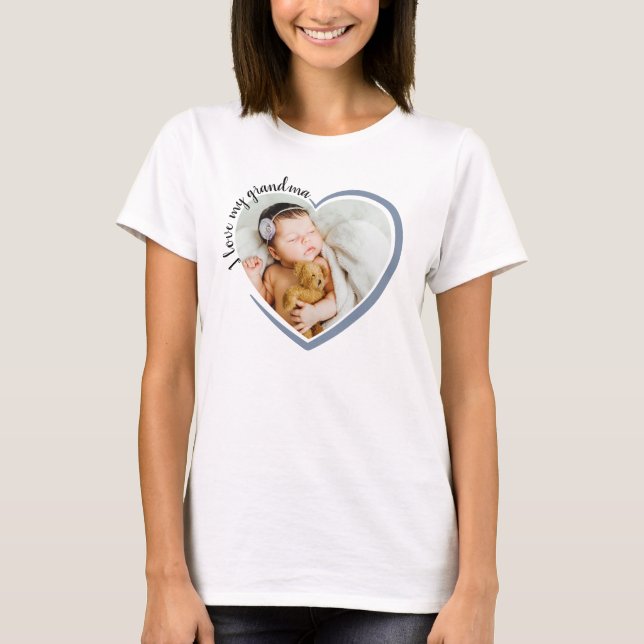 I Love My Grandma Heart Photo T-Shirt (Front)