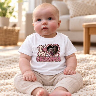 I Love My Grandma Personalized Photo Baby T-Shirt