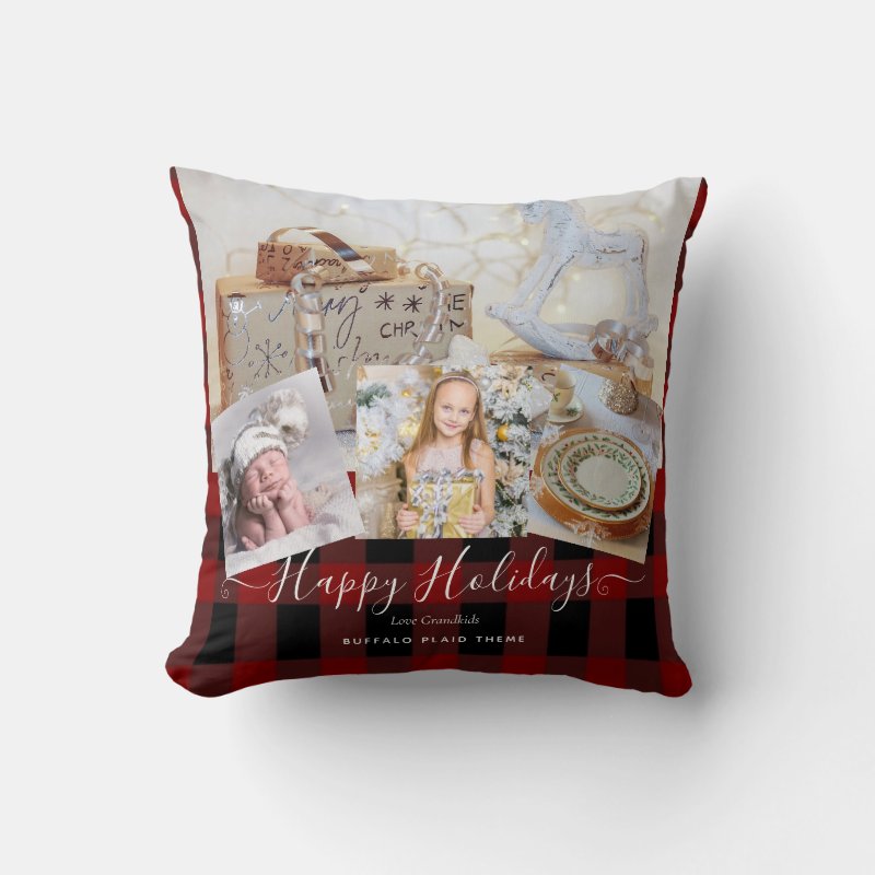 I Love My GRANDMA - PHOTO COLLAGE Grandparent Gift Throw Pillow