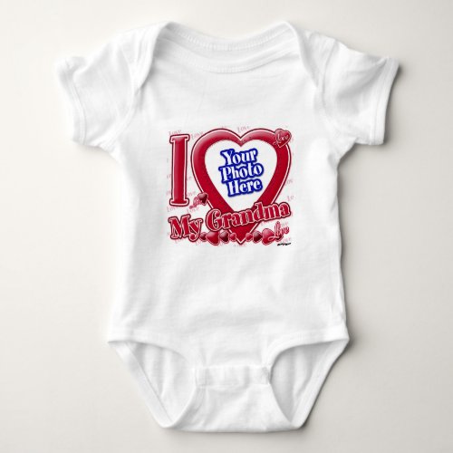 I Love My Grandma red heart _ photo Baby Bodysuit