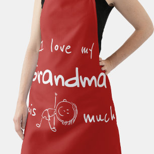 I Love my Grandma Typography Named Graphic Red Apron