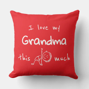 I love my grandma typography named graphic Red Throw Pillow