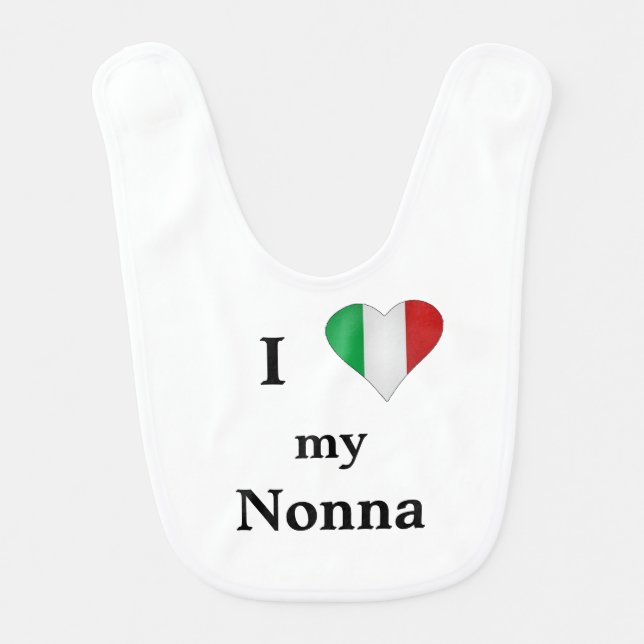 I Love My Grandmother Italian Heart Baby Bib (Front)