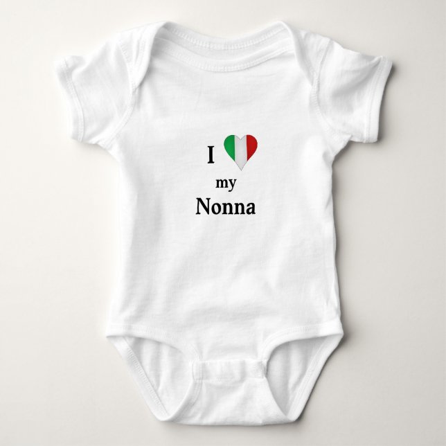 I Love My Grandmother Italian Heart Baby Boddysuit Bodysuit (Front)