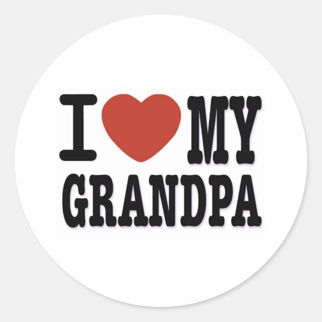 I LOVE MY GRANDPA CLASSIC ROUND STICKER (Front)