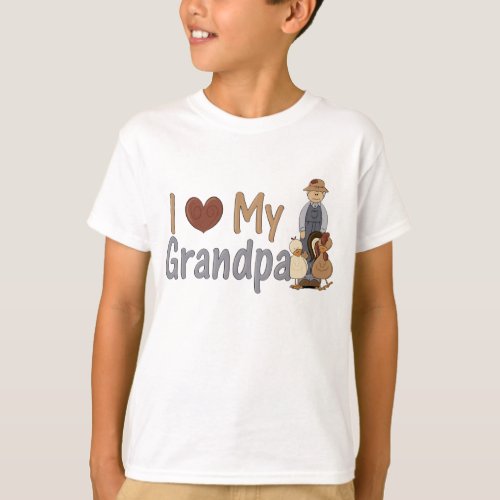 I Love My Grandpa farmer Boys T_shirt