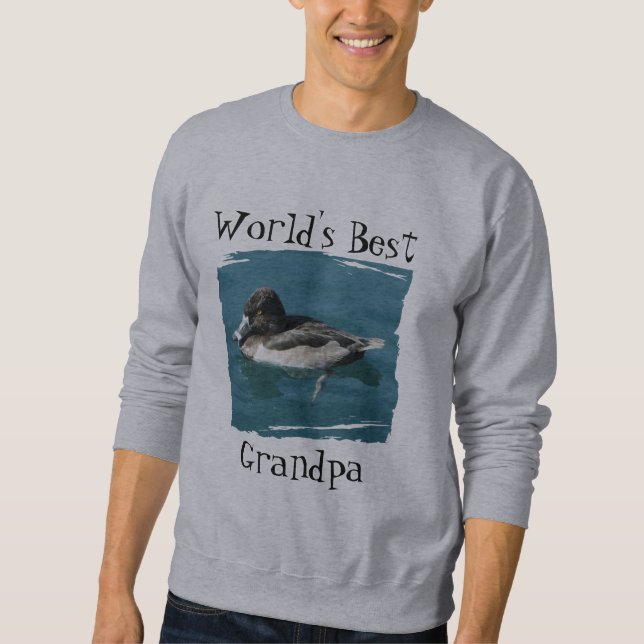 I Love My Grandpa Lake Bird Photo Black White Duck Sweatshirt (Front)