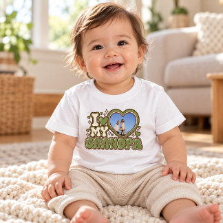 I Love My Grandpa Personalized Photo Baby T-Shirt