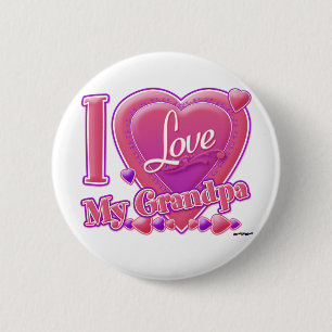 I Love My Grandpa pink/purple - heart Pinback Button