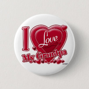 I Love My Grandpa red - heart Button