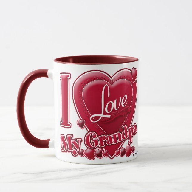 I Love My Grandpa red - heart Mug (Left)