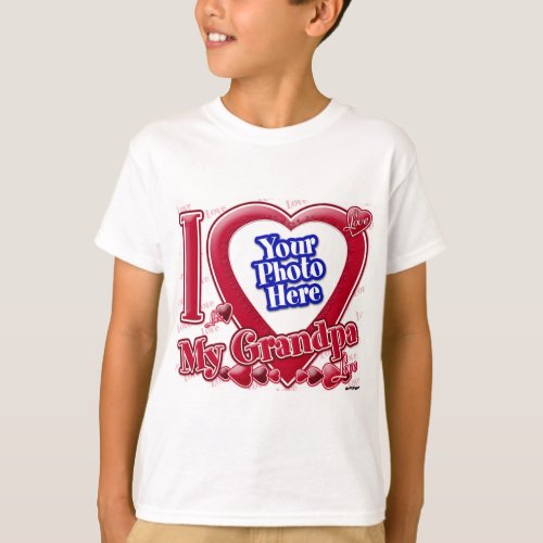 I Love My Grandpa red heart _ photo T_Shirt