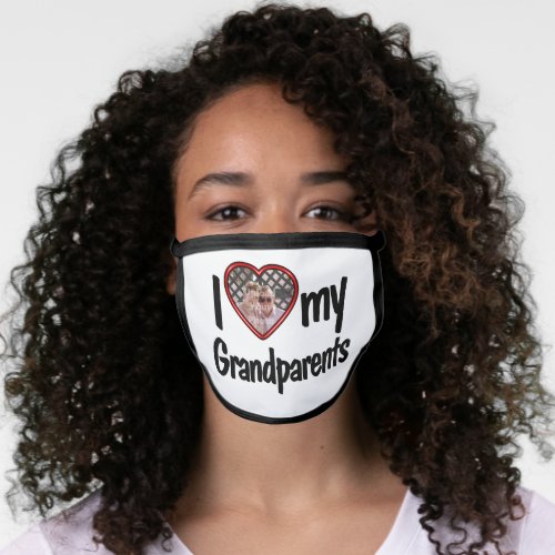 I Love My Grandparents Heart Shaped Photo Face Mask