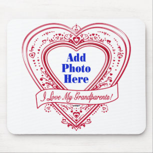 I Love My Grandparents! Photo Red Hearts Mouse Pad