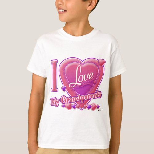 I Love My Grandparents pinkpurple _ heart T_Shirt