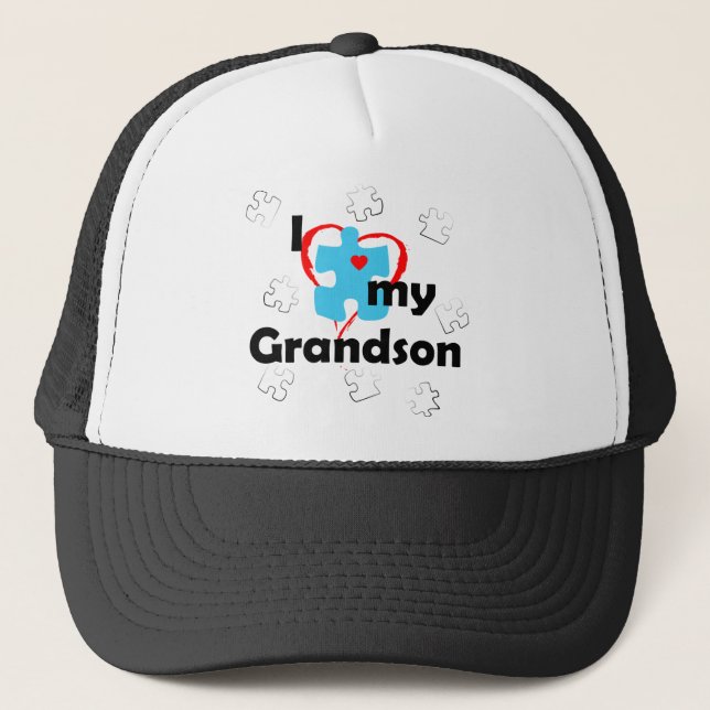 I Love My Grandson - Autism Trucker Hat (Front)