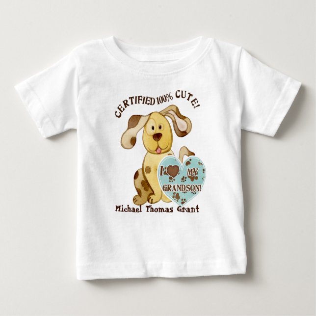 I Love my Grandson, Personalized Baby Tee Shirt (Front)