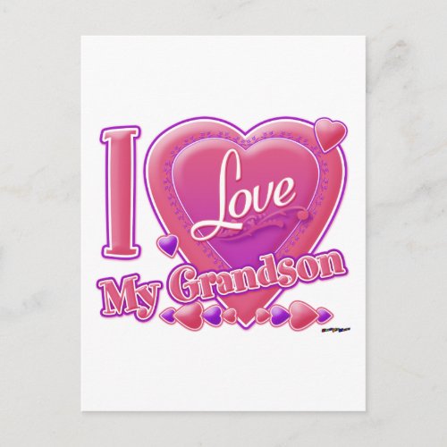 I Love My Grandson pinkpurple _ heart Postcard