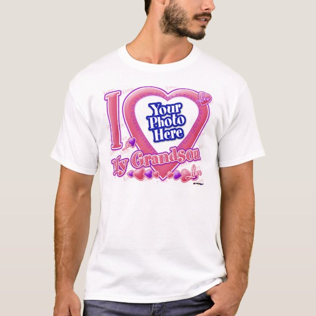 I Love My Grandson pink/purple - photo T-Shirt (Front)
