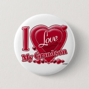 I Love My Grandson red - heart Button