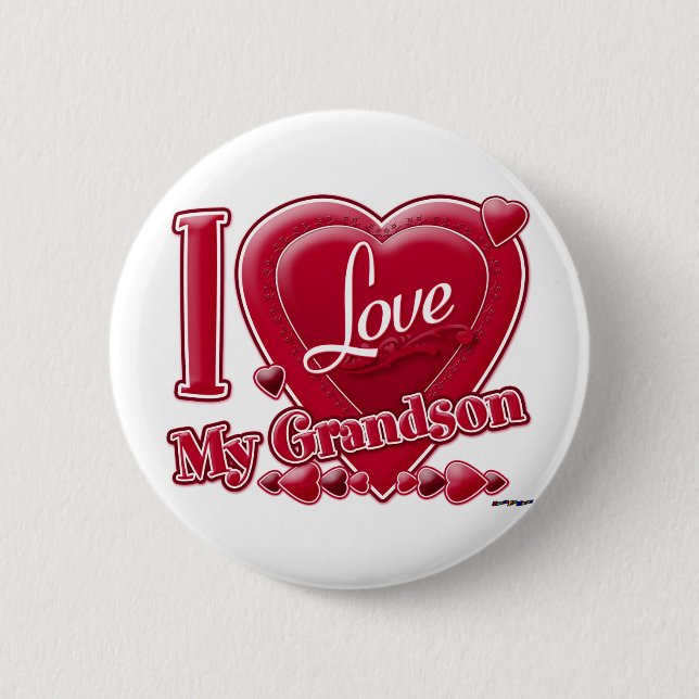 I Love My Grandson red - heart Button (Front)