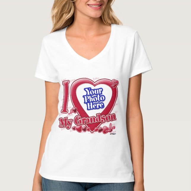 I Love My Grandson red heart - photo T-Shirt (Front)