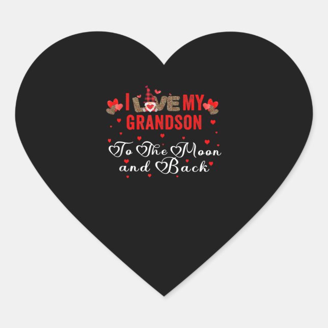I Love My Grandson To The Moon And Back Heart Sticker (Front)