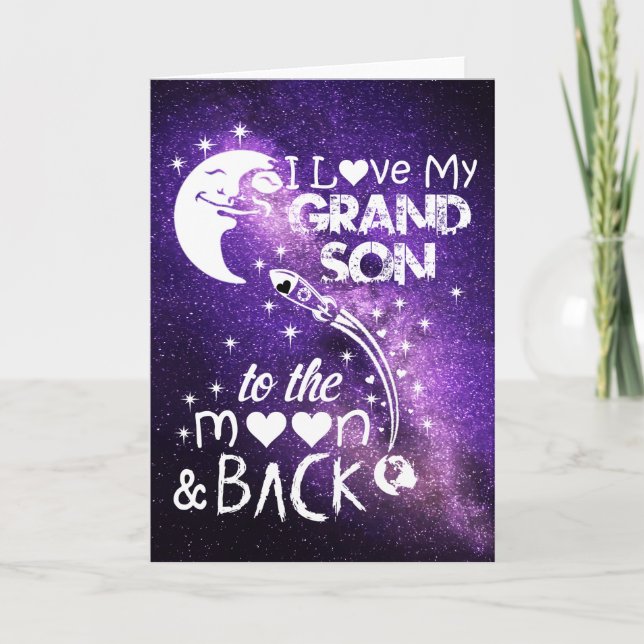 I love my grandson to the moon & back holiday card (Front)