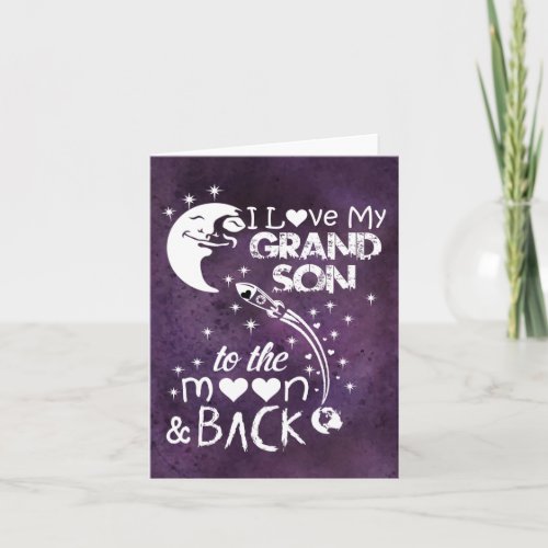I love my grandson to the moon  back holiday card