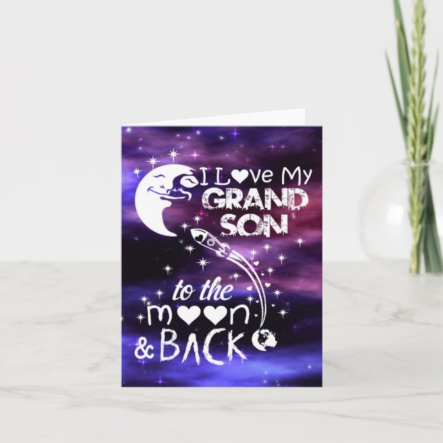 I love my grandson to the moon & back holiday card (Front)