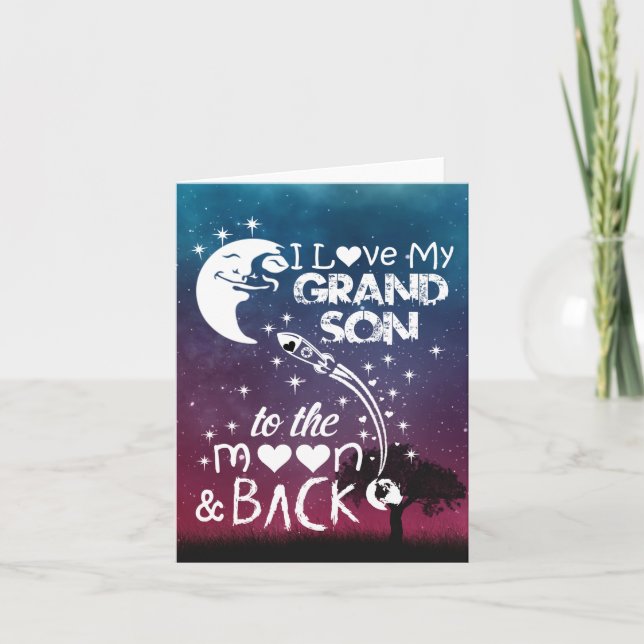 I love my grandson to the moon & back holiday card (Front)