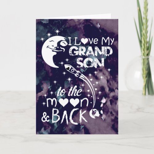I love my grandson to the moon  back holiday card