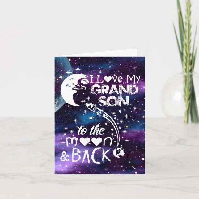 I love my grandson to the moon & back holiday card (Front)