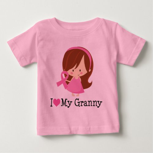 I Love My Granny Breast Cancer Ribbon Baby T_Shirt