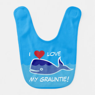 "I Love My Grauntie!" Blue Whale With Heart Bib