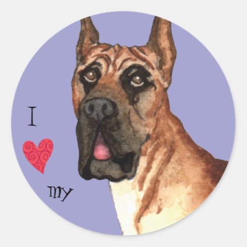 I Love my Great Dane Classic Round Sticker