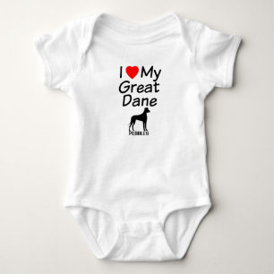 I Love My Great Dane Dog Baby Bodysuit