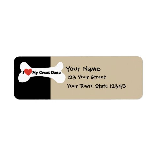 I Love My Great Dane  _ Dog Bone Label