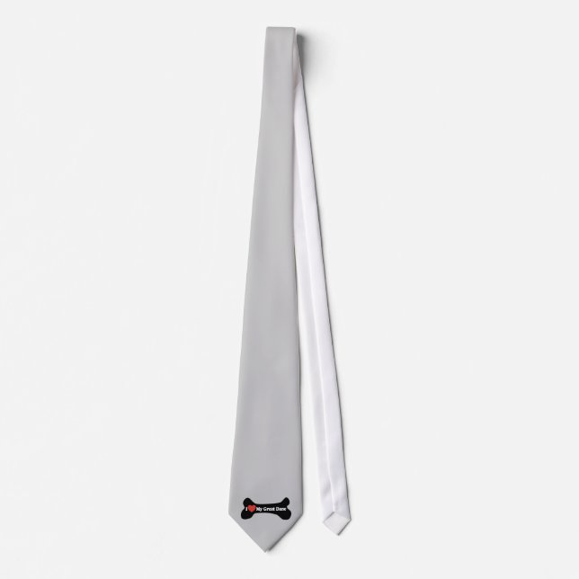 I Love My Great Dane  - Dog Bone Neck Tie (Front)