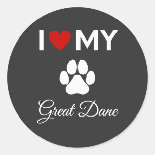 I love my Great Dane dog custom text Classic Round Sticker