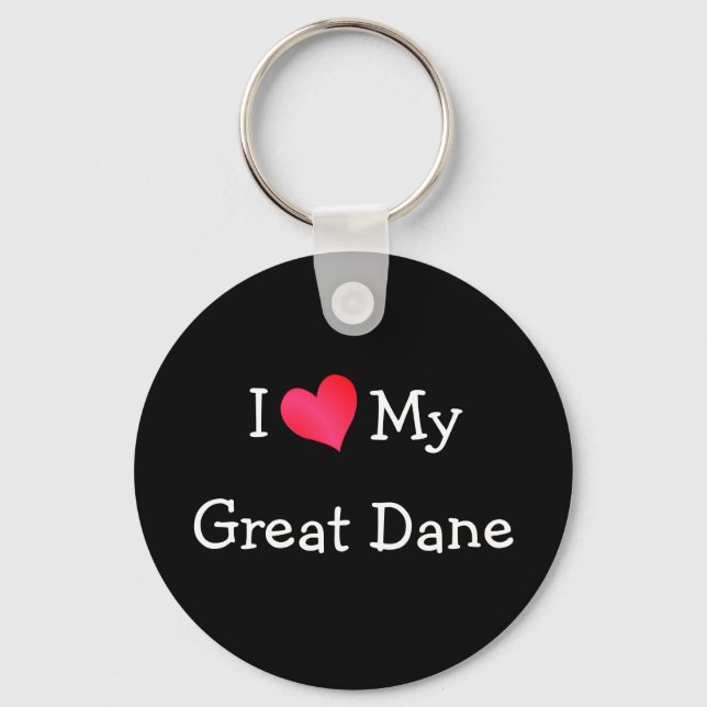 I Love My Great Dane Keychain (Front)