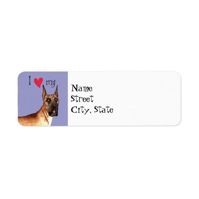 I Love my Great Dane Label (Front)
