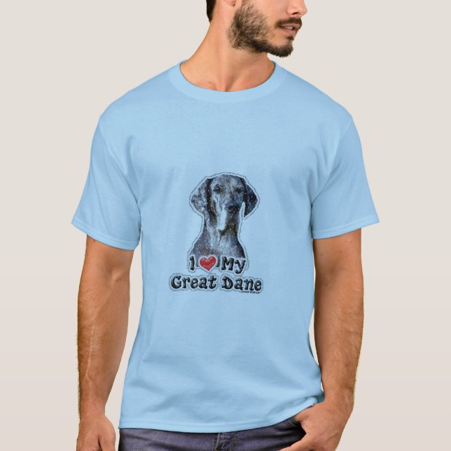 I Love My Great Dane Saddle T Shirt (Front)