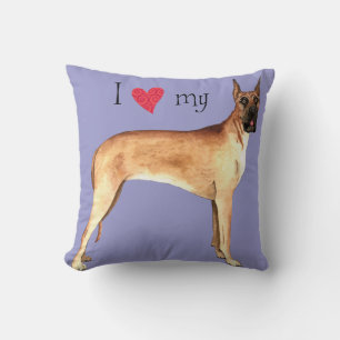 I Love my Great Dane Throw Pillow