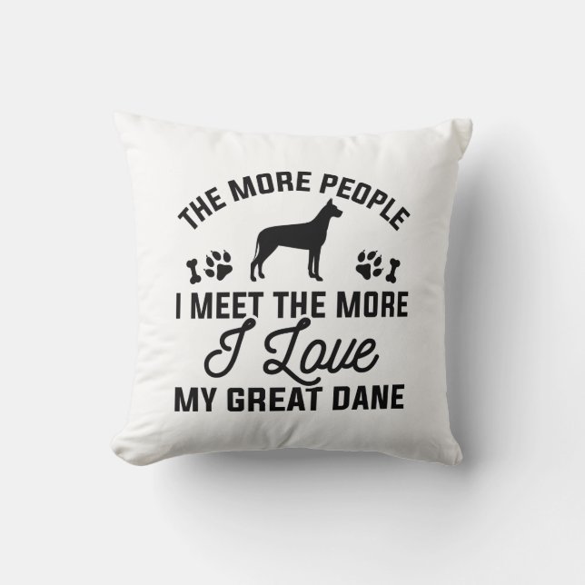 I Love My Great Dane Throw Pillow (Front)