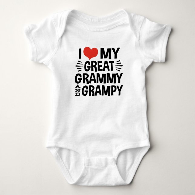 I Love My Great Grammy and Great Grampy Baby Bodysuit (Front)