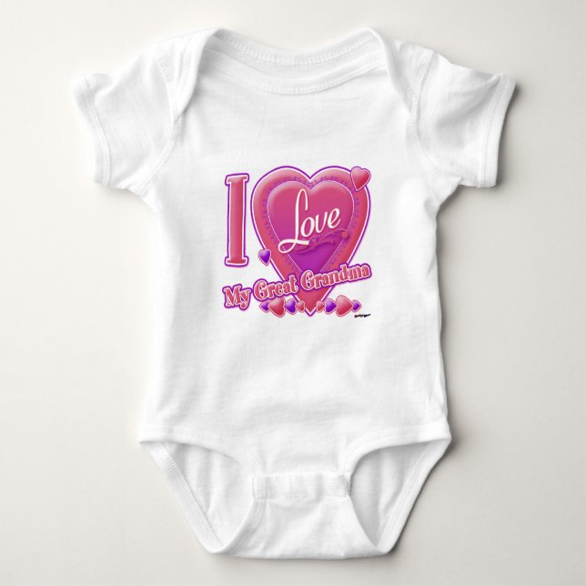 I Love My Great Grandma pink/purple - heart Baby Bodysuit (Front)