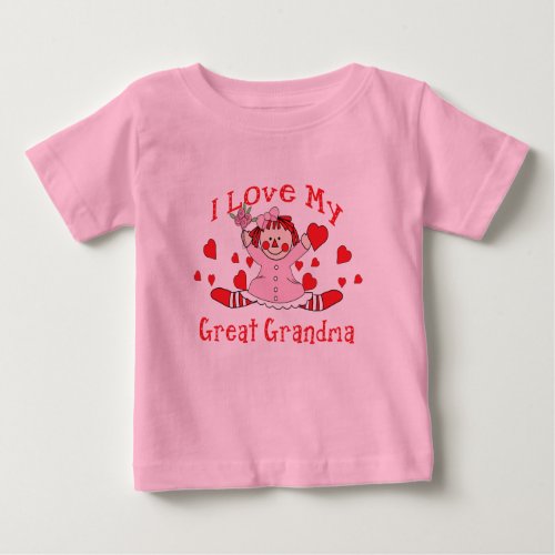 I love My Great Grandma Rag Doll  Hearts Baby T_Shirt