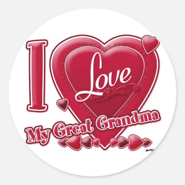 I Love My Great Grandma red - heart Classic Round Sticker (Front)